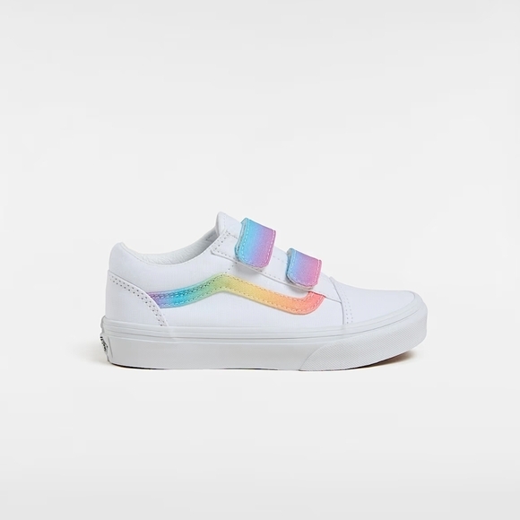 Vans Other - Kids White Rainbow Vans Old Skool Hook And Loop Sneakers Size 3